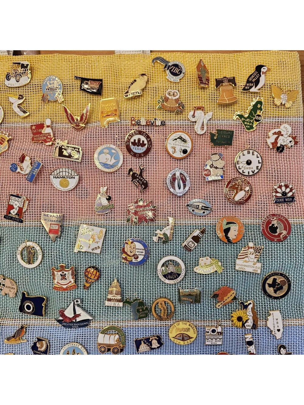Vintage WBL Bowling Lapel Pin Collection 1987–2007 | 250+ Pins | Hartford Bag - Picture 9 of 15